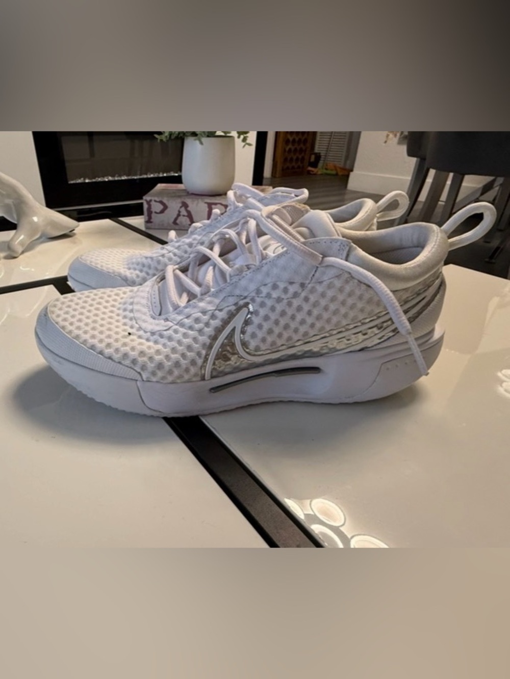 NikeCourt Zoom Pro White Silver - Women's 10.5 / Men's 9 - DH0990-101 - Picture 7 of 12